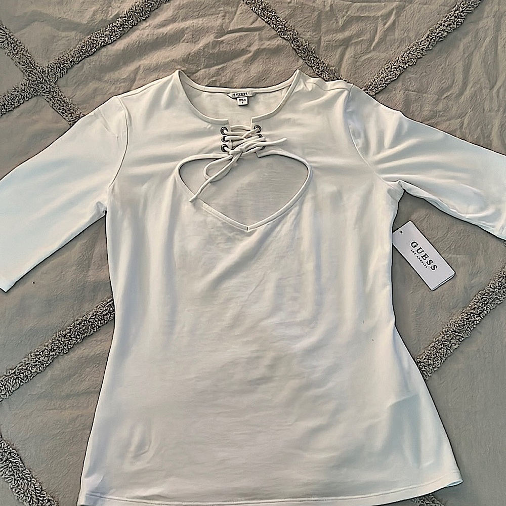 NWT Guess White Cutout Top